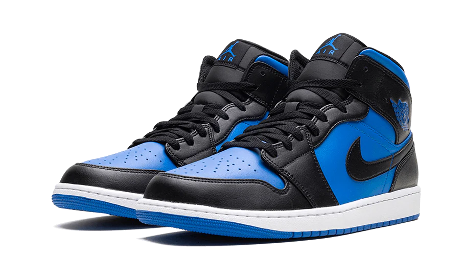 Black and royal blue jordans sales