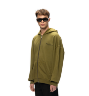 Pequs Betrayed Zip Hoodie / olive branch Model Vorderseite