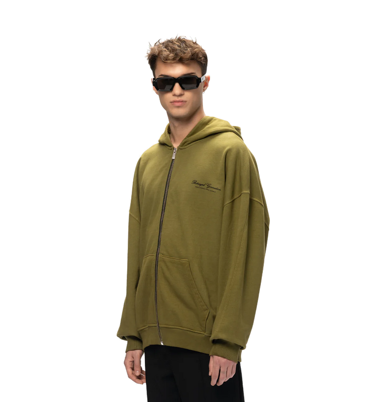 Pequs Betrayed Zip Hoodie / olive branch Model Vorderseite