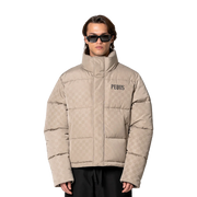 PEQUS Chest Logo Monogram Puffer Jacket dust grey