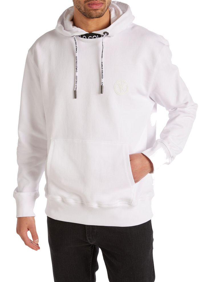 Carlo Colucci Hoodie Basic Line Weiß Frontansicht