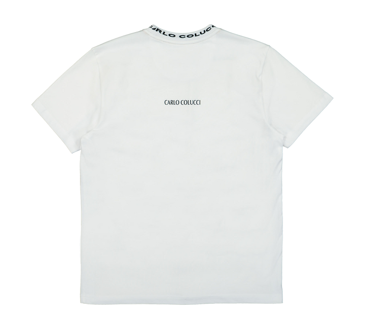 Carlo Colucci T-Shirt Basic Line Weiß Rückansicht
