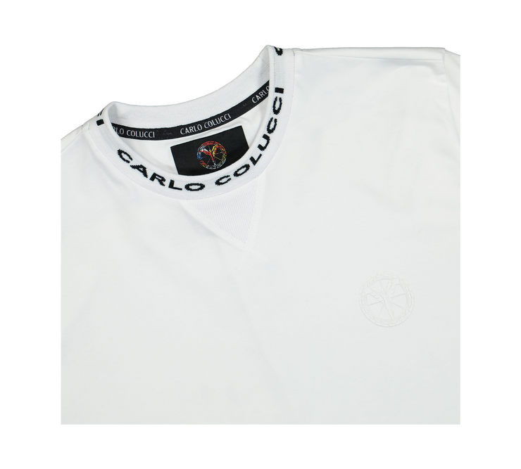 Carlo Colucci T-Shirt Basic Line Weiß Label / Necktag
