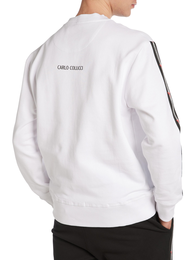 Carlo Colucci Sweatshirt Basic Line Weiß Model Rückansicht
