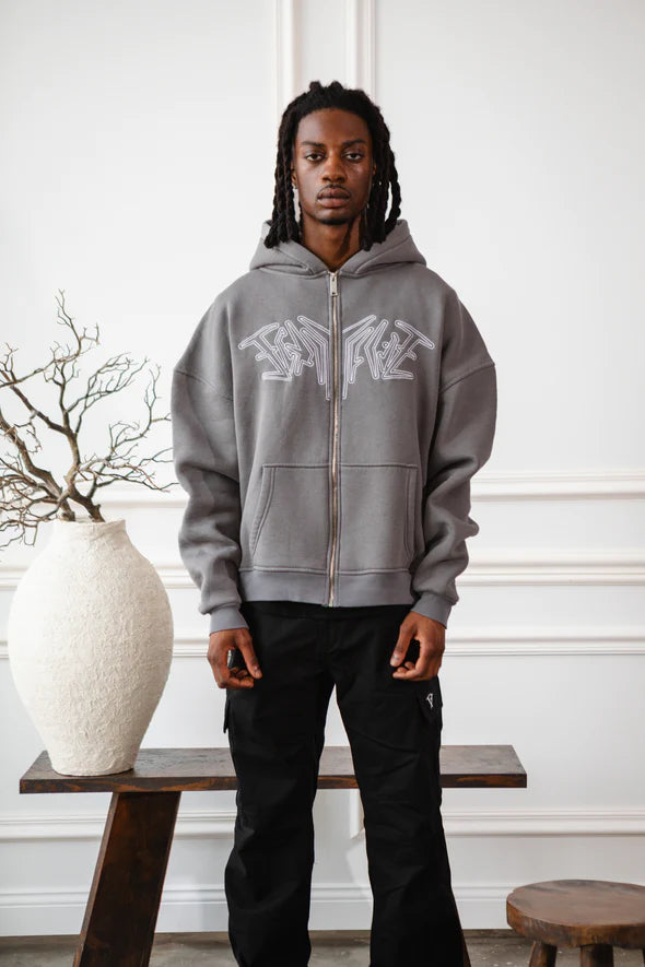 FORTYFIVE ZIP HOODIE GRAY