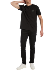 Carlo Colucci T-Shirt Basic Line Schwarz Model Frontansicht