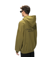 Pequs Betrayed Zip Hoodie / olive branch Model Rückseite