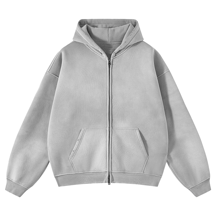 Basic Stone Light Grey Zip-Hoodie / Zipper