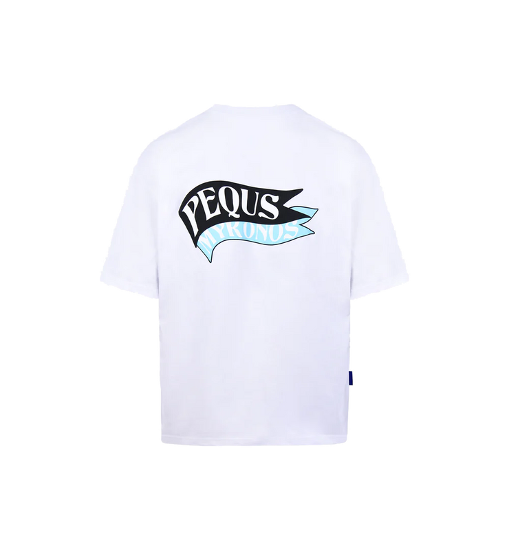 Pequs Myknos Flag T-Shirt white