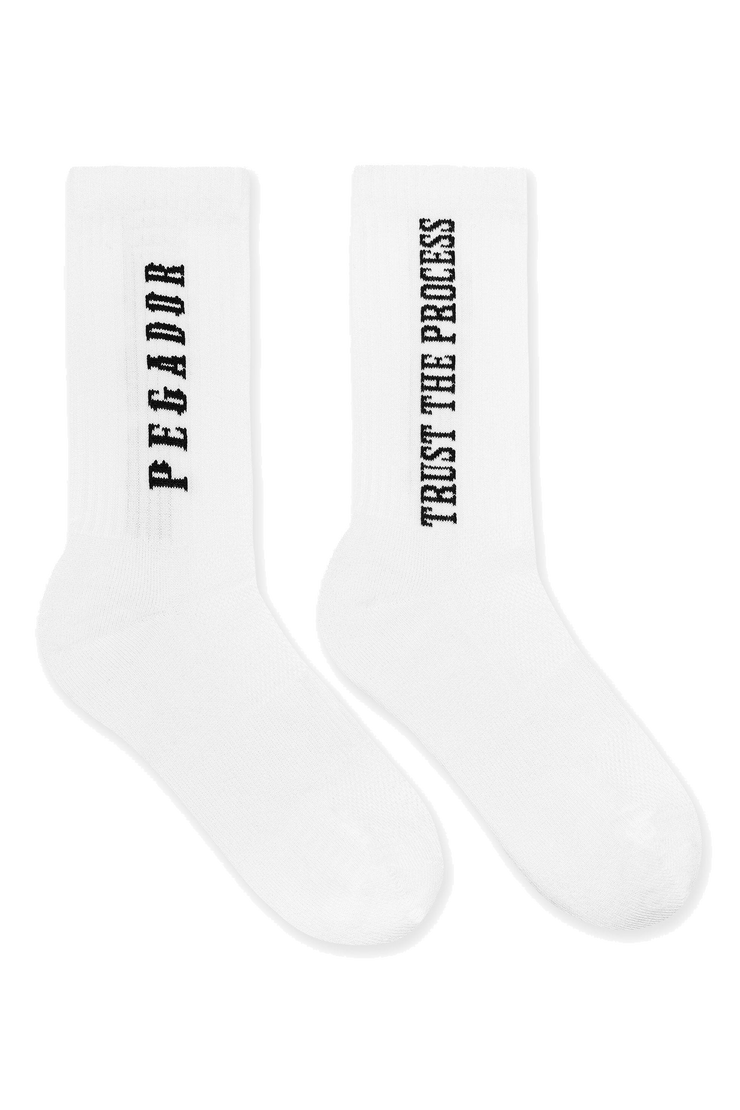 Pegador Trust The Process Cross Logo Socks white black