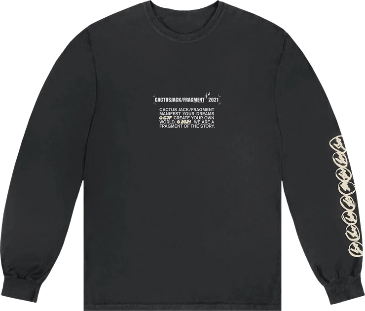 Travis Scott Cactus Jack For Fragment Logo L/S T-Shirt Washed Black