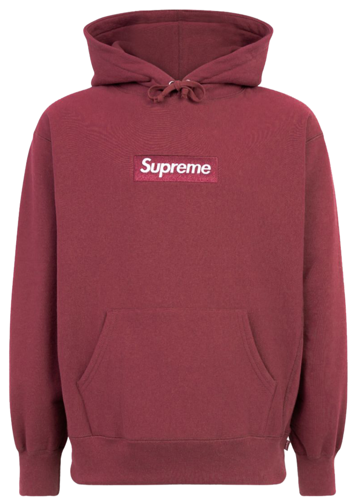 Burgundy supreme 2025 box logo hoodie