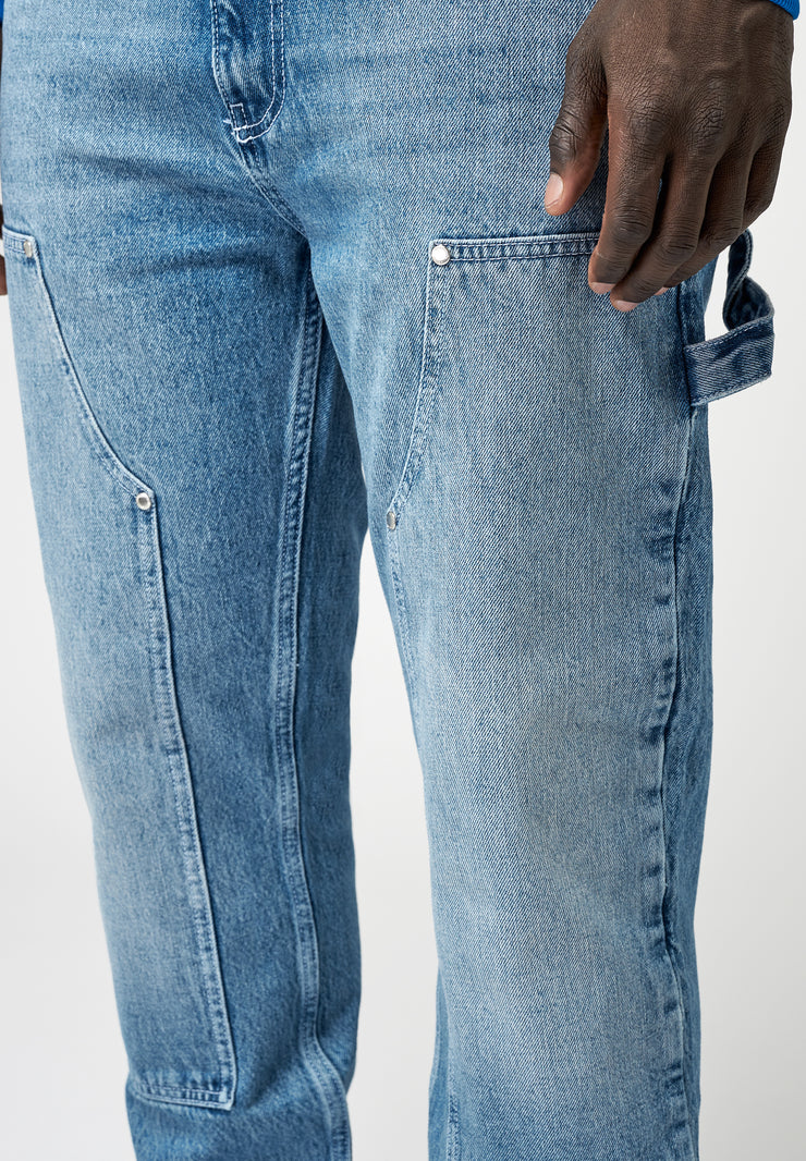 EightyFive Zipped Carpenter Jeans dark blue Frontansicht Nahe Ansicht