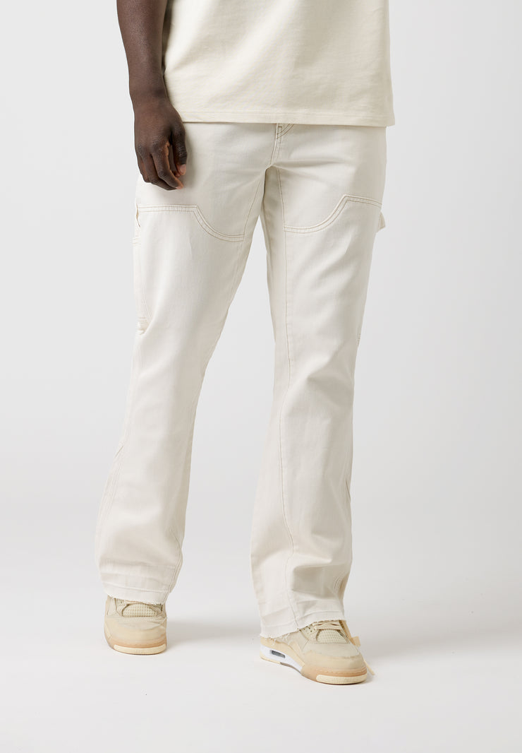 EightyFive Contrast Flared Jeans white Model Frontansicht