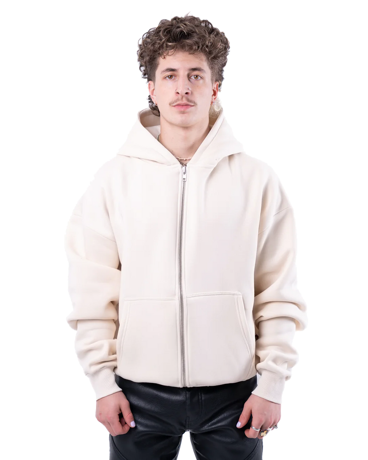 Prohibited Oversized Zip Hoodie Cream