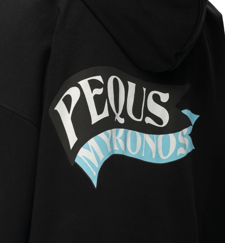 Pequs Myknos Flag Zip Hoodie / black Pequs Logo auf der Rückseite