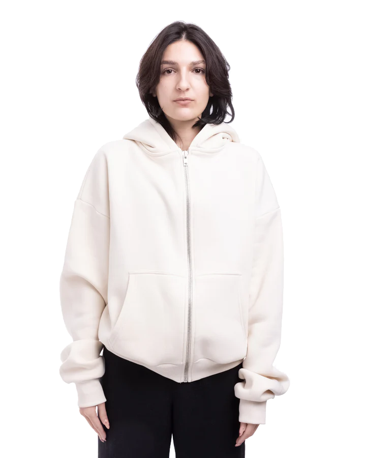 Prohibited Oversized Zip Hoodie Cream