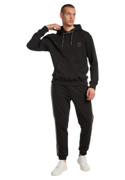 Carlo Colucci Hoodie Basic Line Schwarz Model Frontansicht Tracksuit