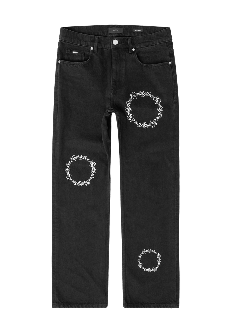 EightyFive Round Logo-Print Jeans black washed