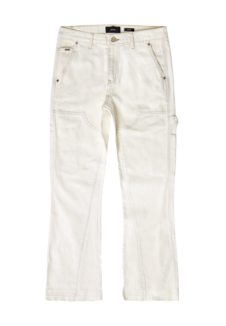 EightyFive Contrast Flared Jeans white