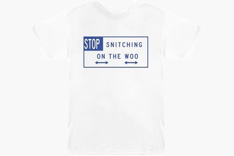 Vlone x Pop Smoke Stop Snitching T-Shirt White/Blue